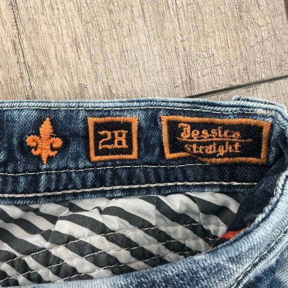 Rock Revival Jeans Bleach Wash Distressed Frayed Hem Denim Size 28 - Picture 9 of 11